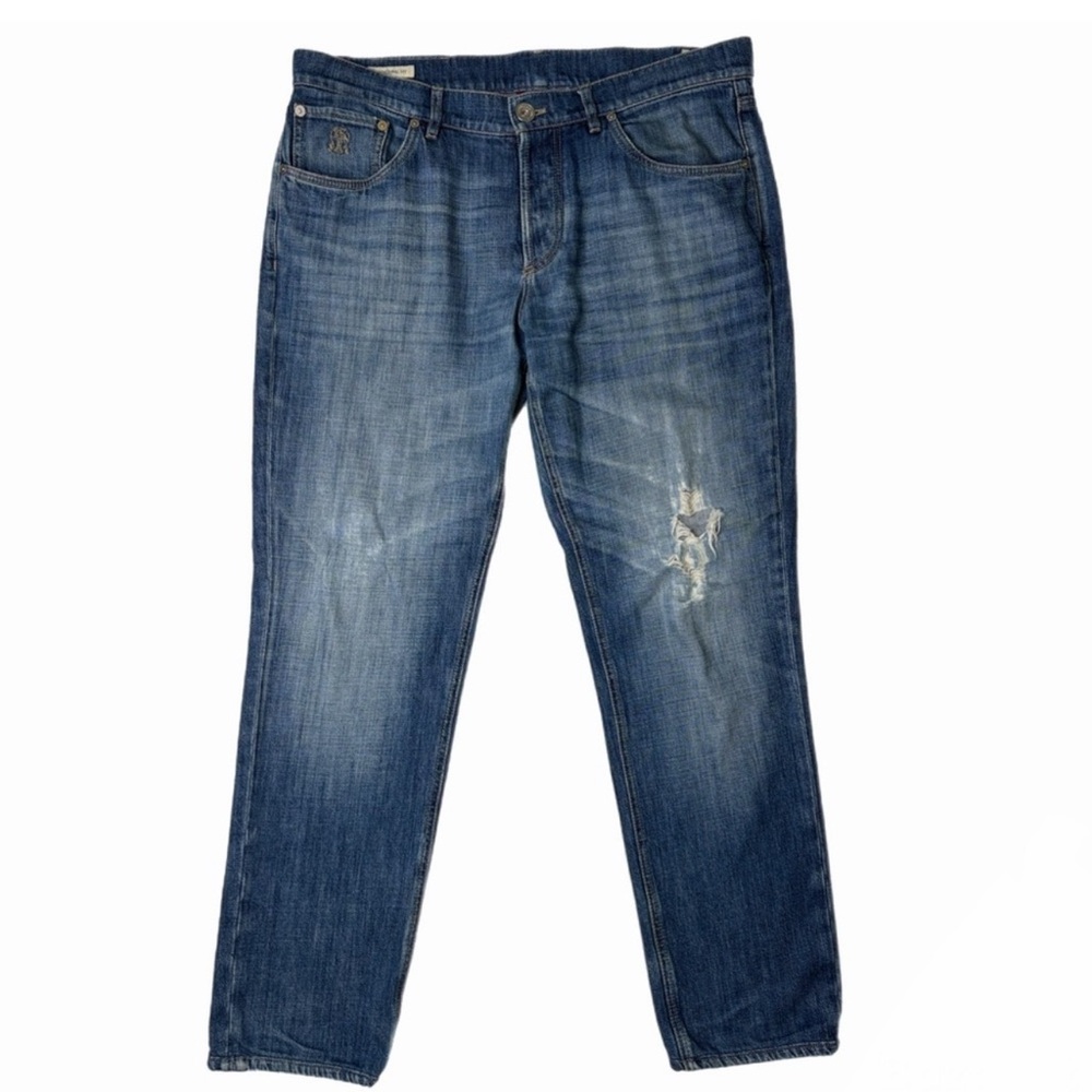 Brunello Cucinelli Distressed Blue Men's Jeans